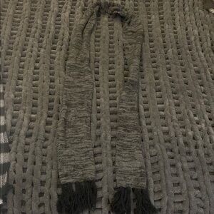 Gray Knit Scarf with Fringe